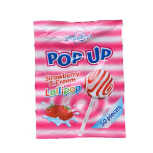 Pop up strawberry cream lollipop sweet candy